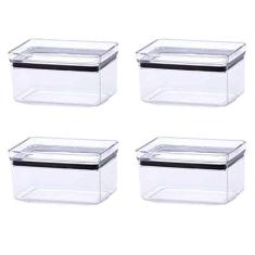 4 Potes Herméticos Retangular Empilháveis 580ml para armazenamento de alimentos