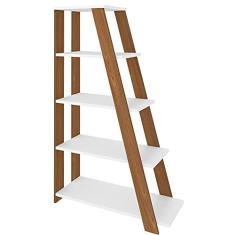 Estante Multiuso com 05 Prateleiras Star A02 134x82 Freijó Branco - Lyam Decor