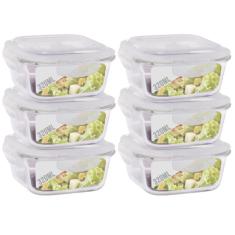 Conjunto 6 Potes Vidro 320Ml Hermético 4 Travas Alimentos