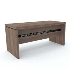 Mesa de Escritório Pé Painel PE50 em MDP 180 x 70 cm Cor Walnut detalhe Preto