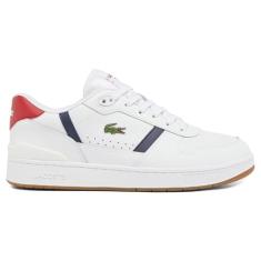 Lacoste Tênis masculino T-Clip Set, Branco/Vermelho/Vermelho, 42