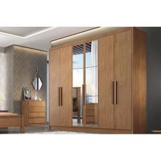 Guarda Roupa Casal 6 Portas e 4 Gavetas c/ Espelho Rizon/Linea Cumaru 