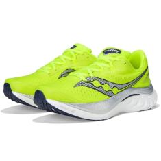 Saucony Tênis masculino Endorphin Speed 4, Citron/azul-marinho, 45