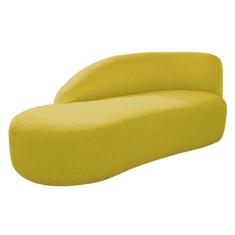 Divã Recamier Curvo Luna 140cm Lado Esquerdo Suede Amarelo