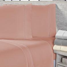 Jogo de Lençol Casal Percal 400 Fios 3 peças - Rosê - Rosdry Enxovais