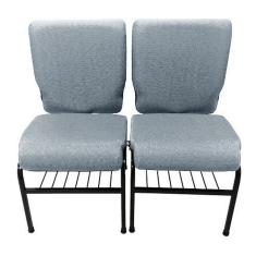 02 Cadeiras para Igrejas c/ Porta Biblía e Porta Cálice Cinza