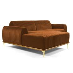 Sofá 255cm 4 Lugares Chaise Esquerdo Pés Gold B-262 Telha
