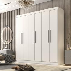 Guarda Roupa Casal 6 Portas 4 Gavetas Belém Valverde Móveis Branco Neve