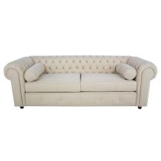Sofá Chesterfield 03 Lugares 2.30 Cm Cor Bege 1050-01 Jr