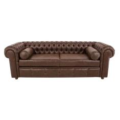 Sofá Chesterfield 03 Lugares 2.30 Cm Cor Marrom - Angus - Péroba Jr