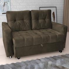 Sofá Cama 2 Lugares Yago Veludo Turkey Marrom