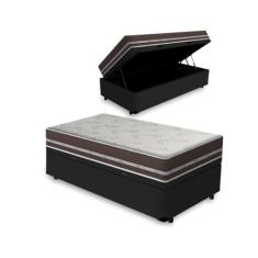 Cama Box com Baú Solteiro King + Colchão de molas - Anjos - Classic Superlastic 96cm