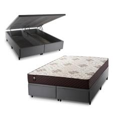 Conjunto Box Baú Allura Marrom 158x198x65 c/ Molas Ensacadas