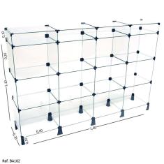 Balcão de Atendimento Modulado em Vidro com Porta Bijuteria - 1,60 x 1,10 x 0,30