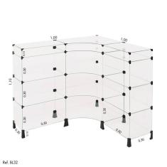 Balcão de Atendimento L Modulado em Vidro 1,00 x 1,10 x 1,00