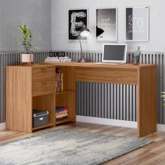 Escrivaninha Mesa Escritório em L 2 Gavetas 3 Nichos Office Nt 2060 - 