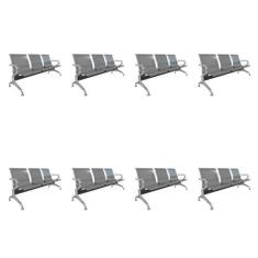 Kit 8 Cadeiras para Escritório Longarina 3 Lugares Aço Inox Dubai - Es