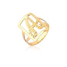Anel De Letra Quadrado A Ouro 10k Puro - MAEHLER, 27, Dourado
