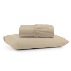 Jogo de Lençol Luiza Solteiro 2 Pçs Percal 100% Algodão 180 Fios Ponto Palito - Avelã