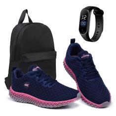 Kit Tênis Feminino Confotavel,Leve com Mochila Prática e Relógio Elegante-Feminino