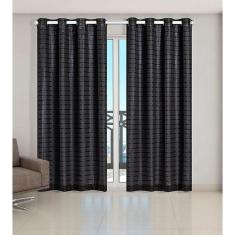 Cortina Voil Xadrez Com Forro Blackout 5,00 X 2,80 Preto