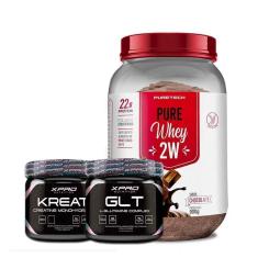 Kit Whey 2W 900g Puretech + Kreat Monohidratada 300g + GLT Complex 150g Xpro Nutrition-Unissex