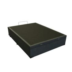 Cama Box Baú Casal Blindado Sintético Preto Com Pistão A Gás