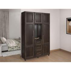 Guarda-roupa Solteiro com Espelho 7 Portas 3 Gavetas Belém Capelinha Imbuia Marroml