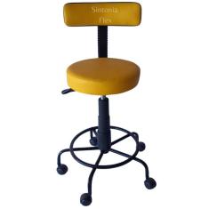 Cadeira Mocho podologo com regulagem de altura estrela de ferro  apoio de pé  com rodízio corano amarelo