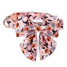 Coleira de cachorro de Halloween com laço MR. CHUBBYFACE menino menina fantasma coleiras com gravata borboleta para cachorros pequenos, médios e grandes
