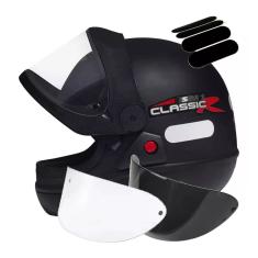 Capacete San Marino Classic Preto Fosco 2 Viseiras Extra Adesivo