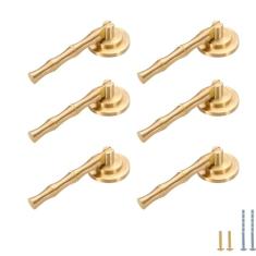 Evionlin Pacote com 6 puxadores pendentes de latão escovado sólido puxa alças de gota design de pendurar para armários gaveta porta móveis parafusos decorativos incluídos