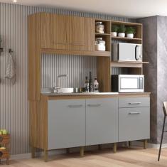 Cozinha Compacta 5 Portas e 1 Gaveta Ipê/Griseo