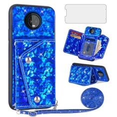 Asuwish Capa de celular para Moto Z3 / Z3 Play Capa carteira com protetor de tela de vidro temperado e suporte para cartão de crédito de couro com glitter celular Motorola MotoZ3 Z 3 3Z Z3play