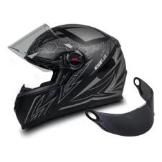 Capacete Fw3 Gt2 Preto Fosco Mais 2 Viseiras Extra Cristal e Fumê, Pre
