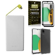 Kit Capinha Samsung A03 Core + Carregador Portátil 10K + Película 3D A