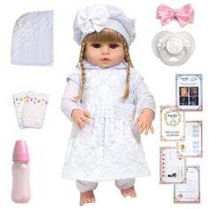 Boneca Bebe Reborn Recém Nascida 46cm Loira Olho Castanho - Cegonha Re