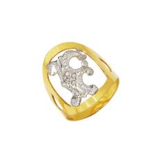 Anel Letra Alfabeto de A a Z Feminino Diamante Original Ouro 18K K390 