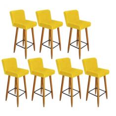 Kit 07 Banqueta Alta Com Encosto Lana Para Cozinha Bar Balcão Bistrô P
