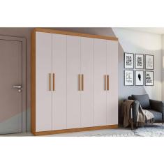 Guarda Roupa 6 Portas E 3 Gavetas Jazz Amêndoa-off White - Lopas