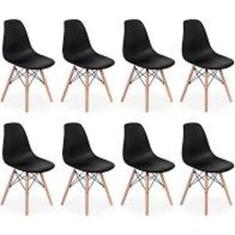 Kit - 8 X Cadeiras Charles Eames Eiffel Dsw - Base De Madeir - Univers