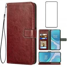 Asuwish Compatível com OnePlus 8T OnePlus8T Plus 5G capa carteira de vidro temperado protetor de tela flip capa suporte para cartão capas de telefone para One Plus8T On 1 Plus 8Tplus 1plus 8T+ One+ 1+