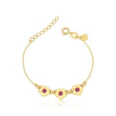 Pulseira Infantil Florzinhas Revestida Em Ouro