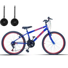 Bicicleta Infantil Aro 24 Com Rodinhas 18 Marchas-Masculino