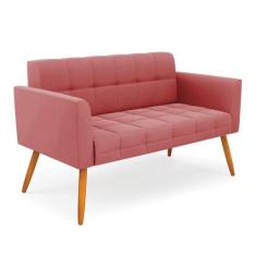 Sofá Namoradeira Elisa Suede Pés Palito Castanho D03 - D'Rossi, Rose