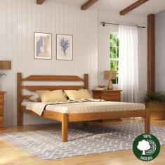 Cama Porteira 1,60 Madeira Maciça Marrom/Mogno Mel - Moveis Nathalia