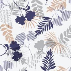 Papel De Parede Floral Delicado Bege E Azul 57X270cm - Quartinhos