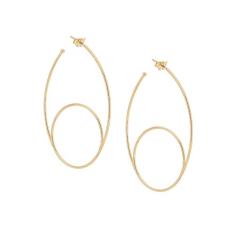 Brinco Rommanel Banhado A Ouro 18k Meia Argola Oval Com Círculo Vazado 526274