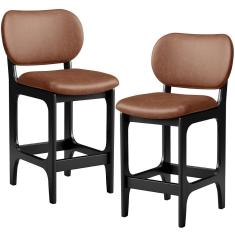 Kit 02 Banquetas Baixa Bar Cozinha E Sala De Jantar Fixa Betta L02 Preto Couríssimo Marrom - Lyam Decor