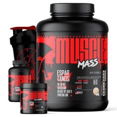 Kit Muscle Mass 1,8kg + Bcaa + Creatina + Shaker - Espartanos-Unissex